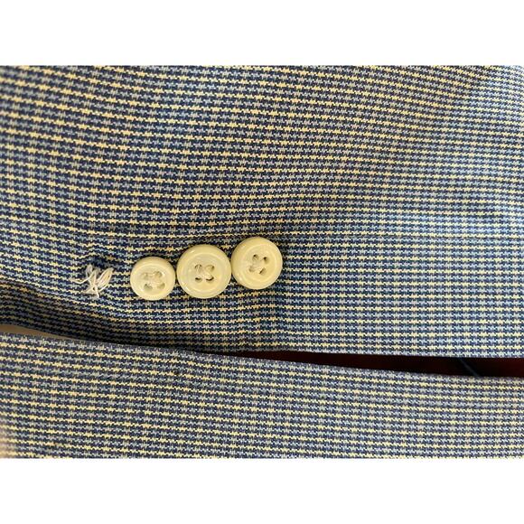 Land's End Men's Button up 16 1/2   tall  37  Blue check 100% Cotton - Picture 6 of 6